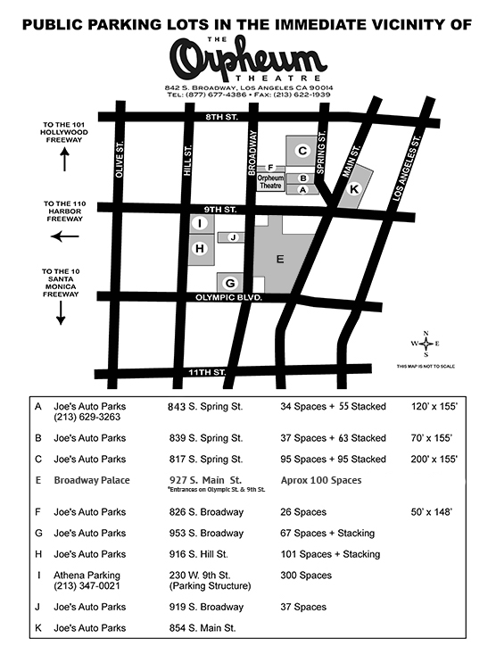 Parking Map for Orpheum LA