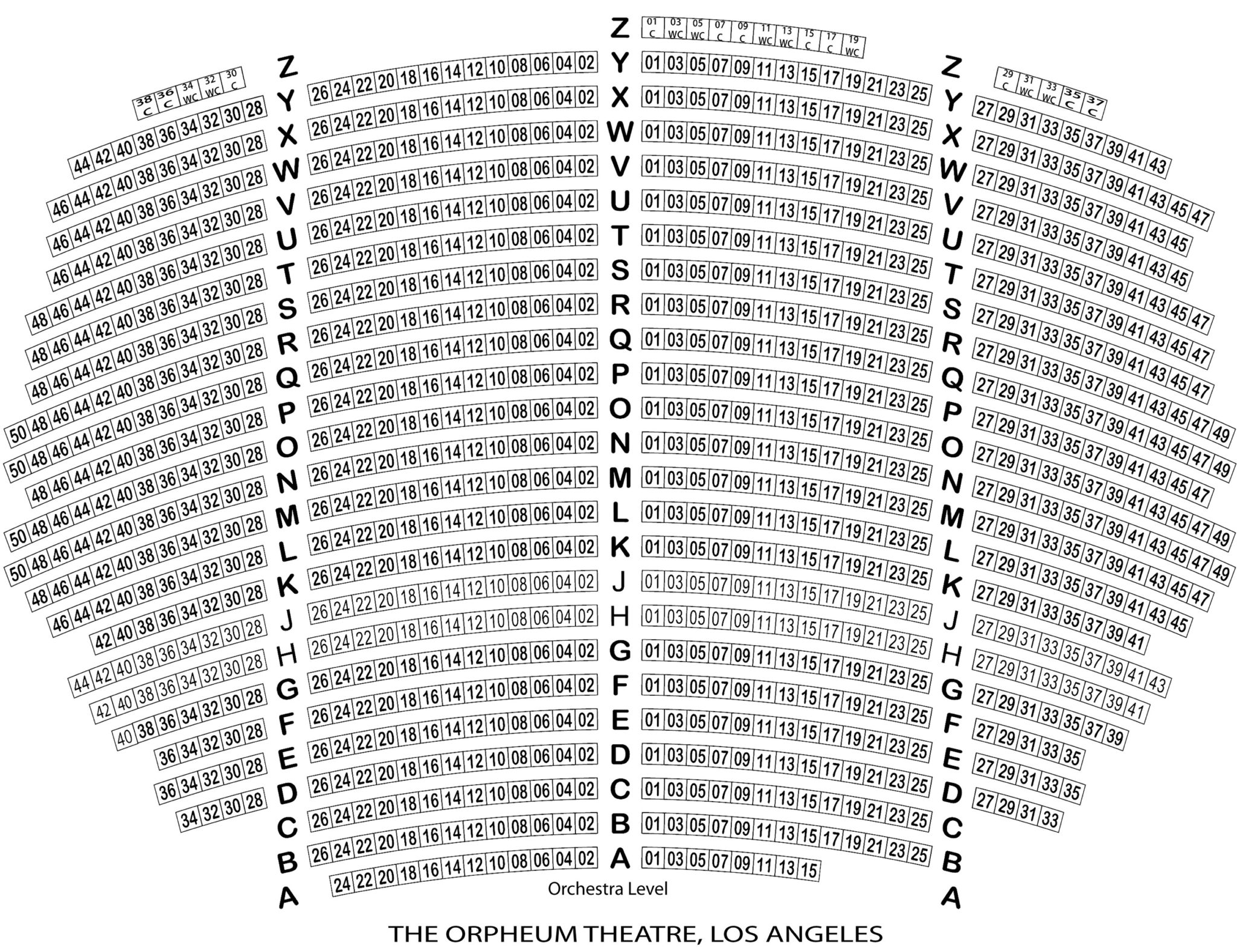Seating Orchestra Level.