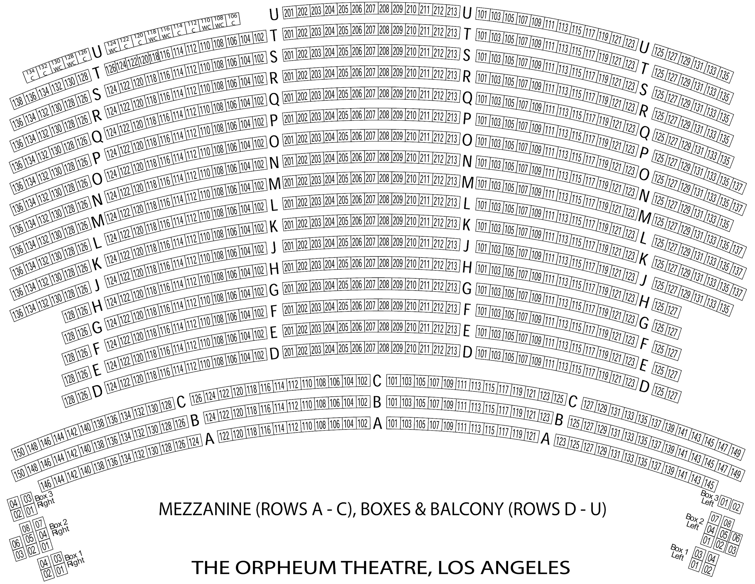 Seating Chart – Los Angeles Orpheum